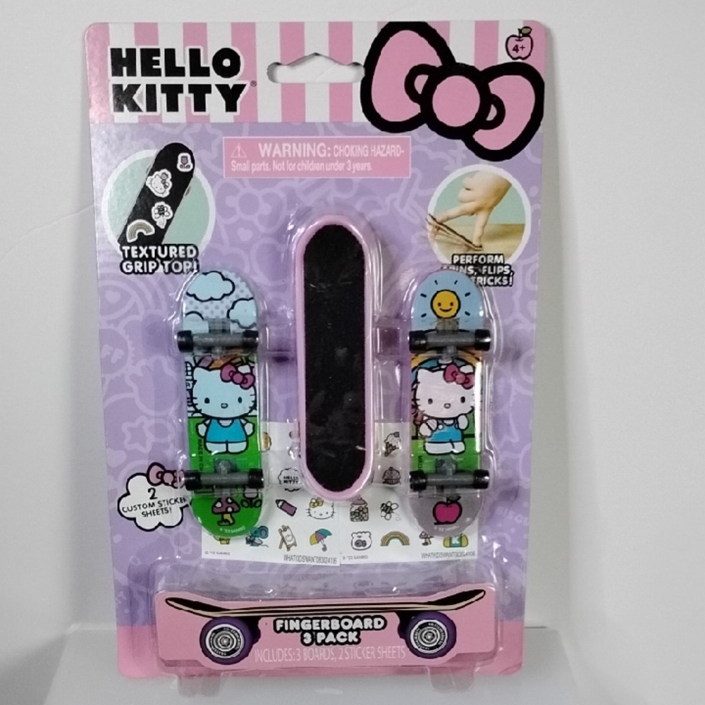 Hello Kitty Sanrio Fingerboard Skateboard 3 Pack with Stickers